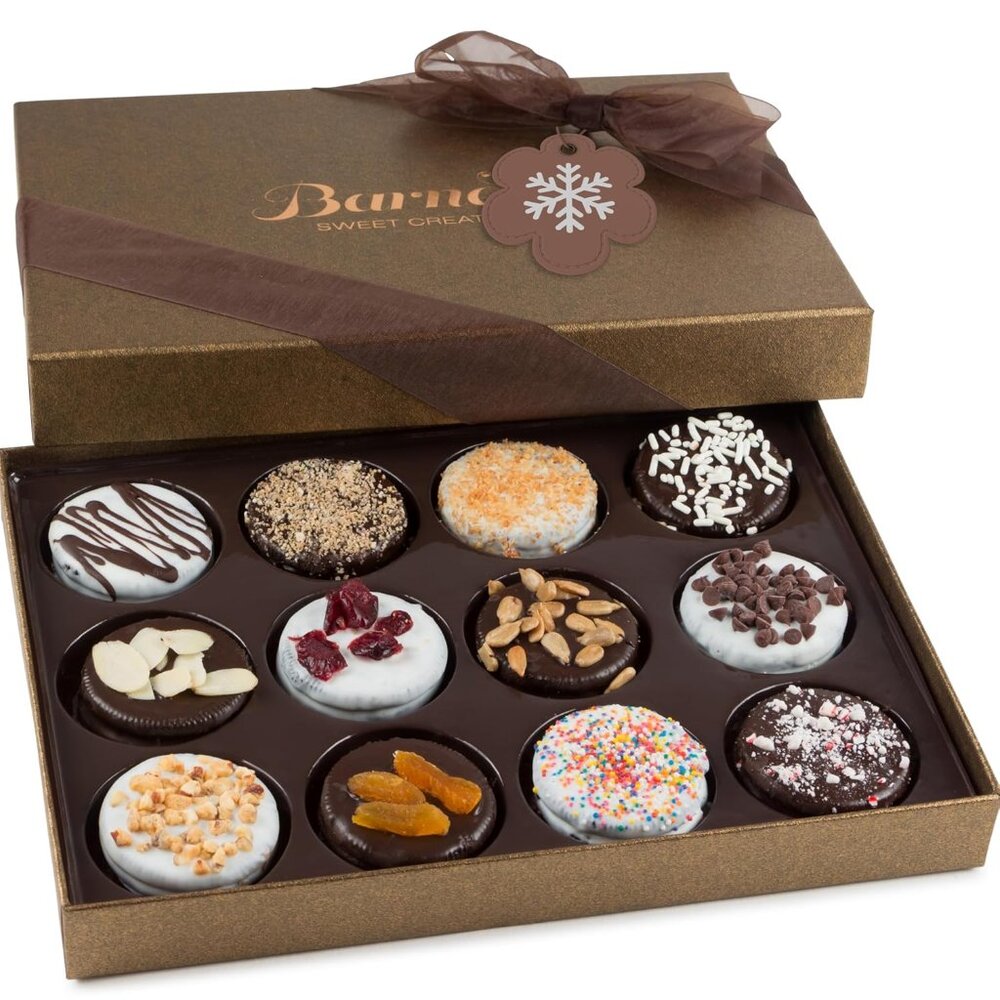 Barnetts Christmas Holiday Thanksgiving Gift Basket, 12 Chocolate Covered Cookie